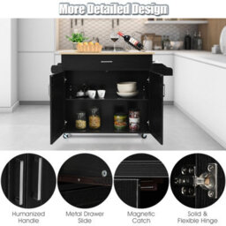Costway Kitchen Island Cart Rolling Storage Trolley Cart W/ Lockable Rubber Casters - thumbnail 8