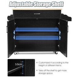Costway Kitchen Island Cart Rolling Storage Trolley Cart W/ Lockable Rubber Casters - thumbnail 5