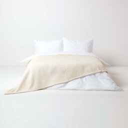 Homescapes Organic Cotton Waffle Blanket/ Throw Natural, 280 X 230 Cm - thumbnail 3