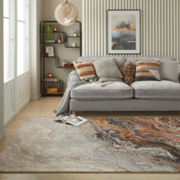 Ivory Grey Taupe Abstract Jute Polyester Modern Living Room, Bedroom Rug - 200Cm X 290Cm - thumbnail 1