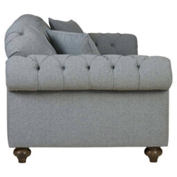 Xample Bordeaux Button Back Grey Fabric 4 Seater Sofa Tufted Design With Foam Cushions, Solid Wood Legs & Accent Pillows - thumbnail 4