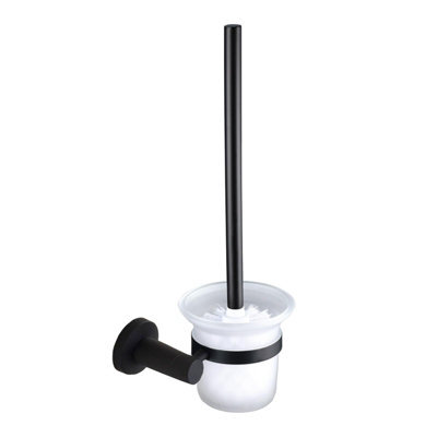 Nes Home Modern Round Black Matte Toilet Brush And Holder - image 1