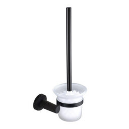 Nes Home Modern Round Black Matte Toilet Brush And Holder - thumbnail 1