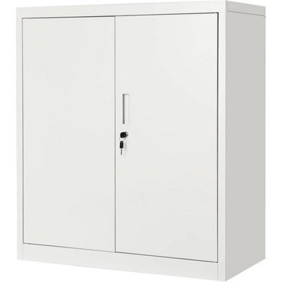 Office Filing Cabinet 3 Layers Lockable File Storage Cupboard White - image 1