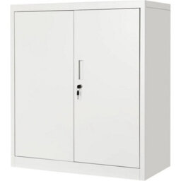 Office Filing Cabinet 3 Layers Lockable File Storage Cupboard White - thumbnail 1