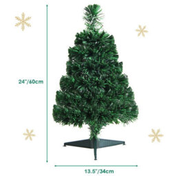 Costway 60Cm Fiber Optic Christmas Tree Tabletop Mini Xmas Tree W/ 60 Pvc Branch Tips - thumbnail 3