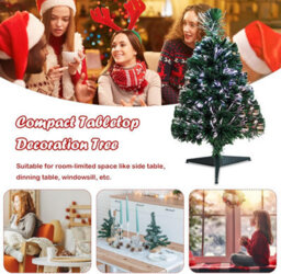 Costway 60Cm Fiber Optic Christmas Tree Tabletop Mini Xmas Tree W/ 60 Pvc Branch Tips - thumbnail 7