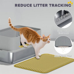 Stainless Steel Litter Box With Scoop, High Sided Cat Litter Tray - thumbnail 4