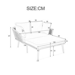 Garden Sofa With 2 Cushions And 2 Upholstery,outdoor Sun Lounger, Balcony Furniture Set, Cushions Are Removable And Washable, Gray - thumbnail 2