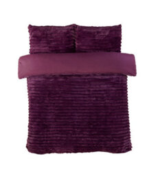 Rapport Home Chunky Ribbed Fur Polyester  Fur Duvet Set Single Burgundy - thumbnail 2
