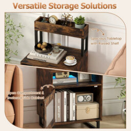 Nightstand Modern End Table With Top Tray - thumbnail 4