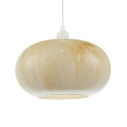 Happy Homewares Amber Tinted Alabaster Glass Pendant Shade With Marble Effect Finish - thumbnail 1