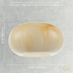 Happy Homewares Amber Tinted Alabaster Glass Pendant Shade With Marble Effect Finish - thumbnail 6