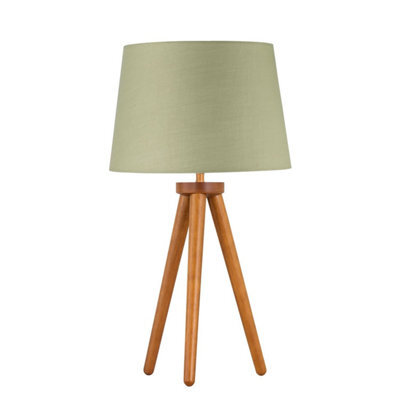 First Choice Lighting Voyage - Dark Oak Table Lamp Or Bedside Light With Sage Green Shade - image 1