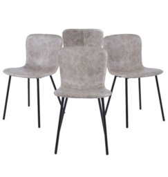 Hallowood Furniture Cullompton Taupe Faux Leather Dining Chairs With Black Metal Legs X4 - thumbnail 9