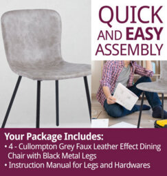 Hallowood Furniture Cullompton Taupe Faux Leather Dining Chairs With Black Metal Legs X4 - thumbnail 8