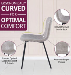 Hallowood Furniture Cullompton Taupe Faux Leather Dining Chairs With Black Metal Legs X4 - thumbnail 4