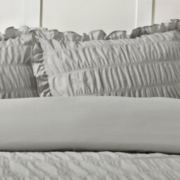 Catherine Lansfield Seersucker Frill Duvet Cover Set With Pillowcase Silver Grey - thumbnail 3