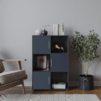 Urbn-Living 6-Cube Shelving Unit With Doors And Metal Handles - image 1