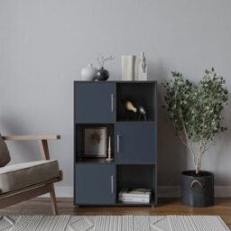 Urbn-Living 6-Cube Shelving Unit With Doors And Metal Handles - thumbnail 1