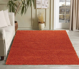 Modern Extra Large Small Soft 5Cm Shaggy Non Slip Bedroom Living Room Carpet Runner Area Rug - Orange 120 X 170 Cm - thumbnail 2
