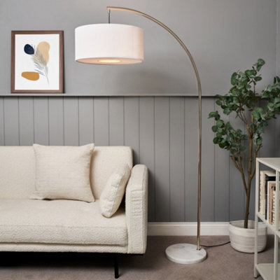 Litecraft Rodney White Curved Arc Floor Lamp With Diffuser Shade - image 1
