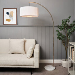 Litecraft Rodney White Curved Arc Floor Lamp With Diffuser Shade