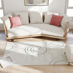 Homcom Swirl Pattern Washable Rug, Allergy-Friendly Floor Carpet, Cream - thumbnail 9