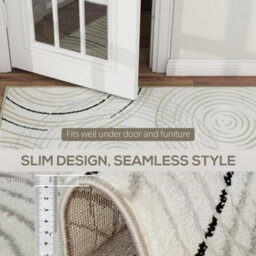 Homcom Swirl Pattern Washable Rug, Allergy-Friendly Floor Carpet, Cream - thumbnail 8