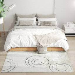 Homcom Swirl Pattern Washable Rug, Allergy-Friendly Floor Carpet, Cream - thumbnail 1