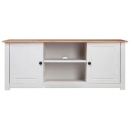 Berkfield Tv Cabinet White 120X40X50 Cm Solid Pine Wood Panama Range - thumbnail 2