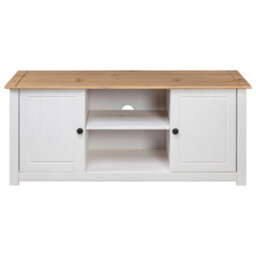 Berkfield Tv Cabinet White 120X40X50 Cm Solid Pine Wood Panama Range - thumbnail 5