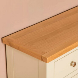 Farro Cream Mini Sideboard Fully Assembled - Painted With Oak Top By Roseland Furniture - thumbnail 6