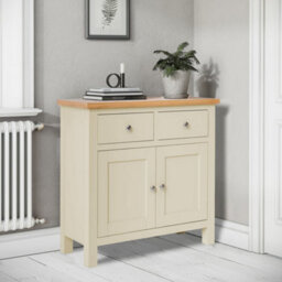 Farro Cream Mini Sideboard Fully Assembled - Painted With Oak Top By Roseland Furniture - thumbnail 2