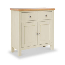 Farro Cream Mini Sideboard Fully Assembled - Painted With Oak Top By Roseland Furniture