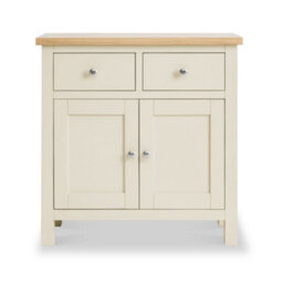 Farro Cream Mini Sideboard Fully Assembled - Painted With Oak Top By Roseland Furniture - thumbnail 3