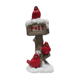 SecureFix Direct Three Birds Postbox Christmas Figurine (Xmas Decoration Ornament Figure)