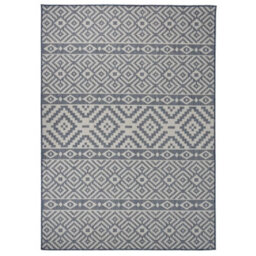Berkfield Durable Outdoor Flatweave Rug 120X170 Cm Blue Stripes - thumbnail 2
