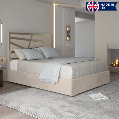 Cloudrest Upholstered Soft Velvet Metal Designer Bed Frame - image 1