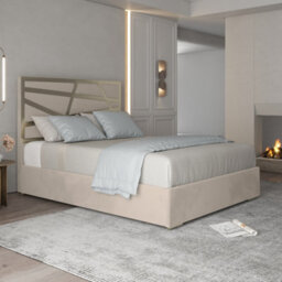 Cloudrest Upholstered Soft Velvet Metal Designer Bed Frame - thumbnail 2