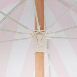 Wyld And Coco Evergreen 150Cm Round Tilt Parasol Pink And White Beech Wood Pole Uv-Resistant - thumbnail 8