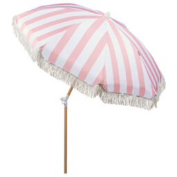 Wyld And Coco Evergreen 150Cm Round Tilt Parasol Pink And White Beech Wood Pole Uv-Resistant - thumbnail 5