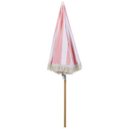 Wyld And Coco Evergreen 150Cm Round Tilt Parasol Pink And White Beech Wood Pole Uv-Resistant - thumbnail 4