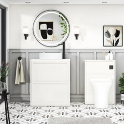 Royal Bathrooms Royal Bathroom Elmore 700mm Classic White Freestanding Bathroom Vanity Unit 2 Drawer Plain White Worktop With Art Basin - thumbnail 5