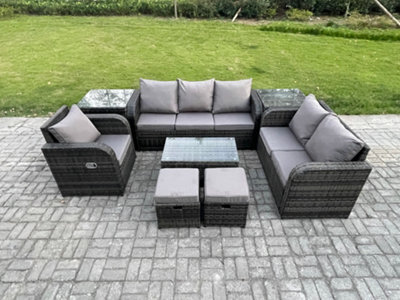 Fimous Outdoor Garden Furniture Sets 8 Pieces Wicker Rattan Furniture Sofa Sets With Rectangular Coffee Table Loveseat Sofa - image 1