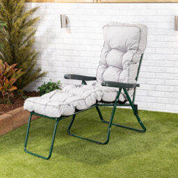 Alfresia Sun Lounger, Green Frame With Grey Classic Cushion - thumbnail 2