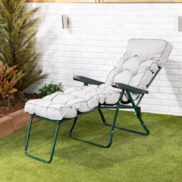 Alfresia Sun Lounger, Green Frame With Grey Classic Cushion - thumbnail 4