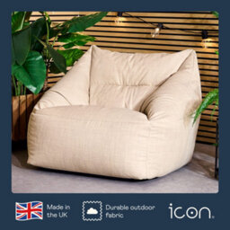 icon Natalia Outdoor Woven Adults Bean Bag Armchair, Ready Filled Large Beanbag Natural Beige - thumbnail 4