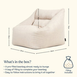 icon Natalia Outdoor Woven Adults Bean Bag Armchair, Ready Filled Large Beanbag Natural Beige - thumbnail 6