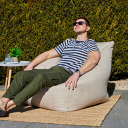 icon Natalia Outdoor Woven Adults Bean Bag Armchair, Ready Filled Large Beanbag Natural Beige - thumbnail 2